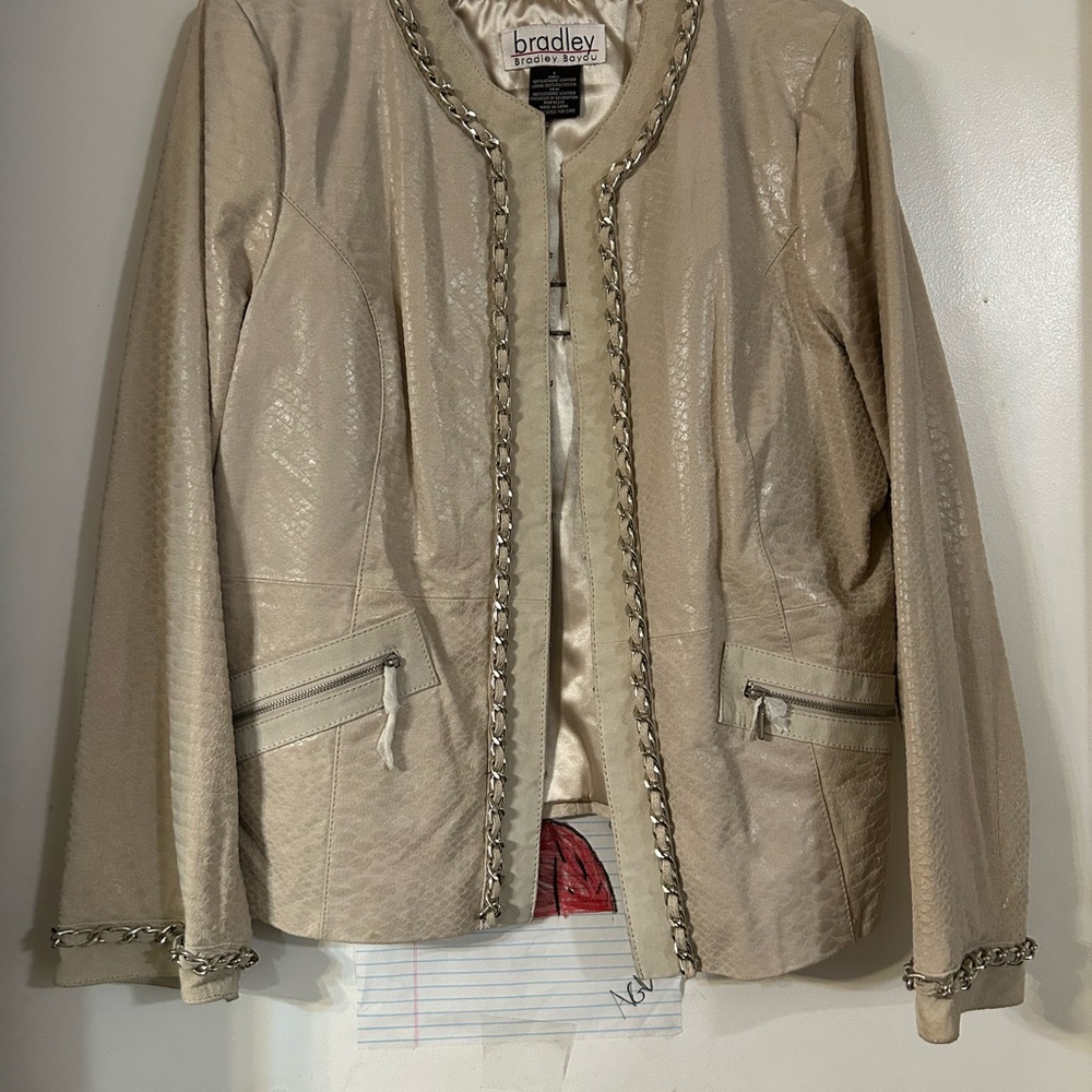 Bradley Bradley Bayou 100% Genuine Leather Women's Cream Jacket